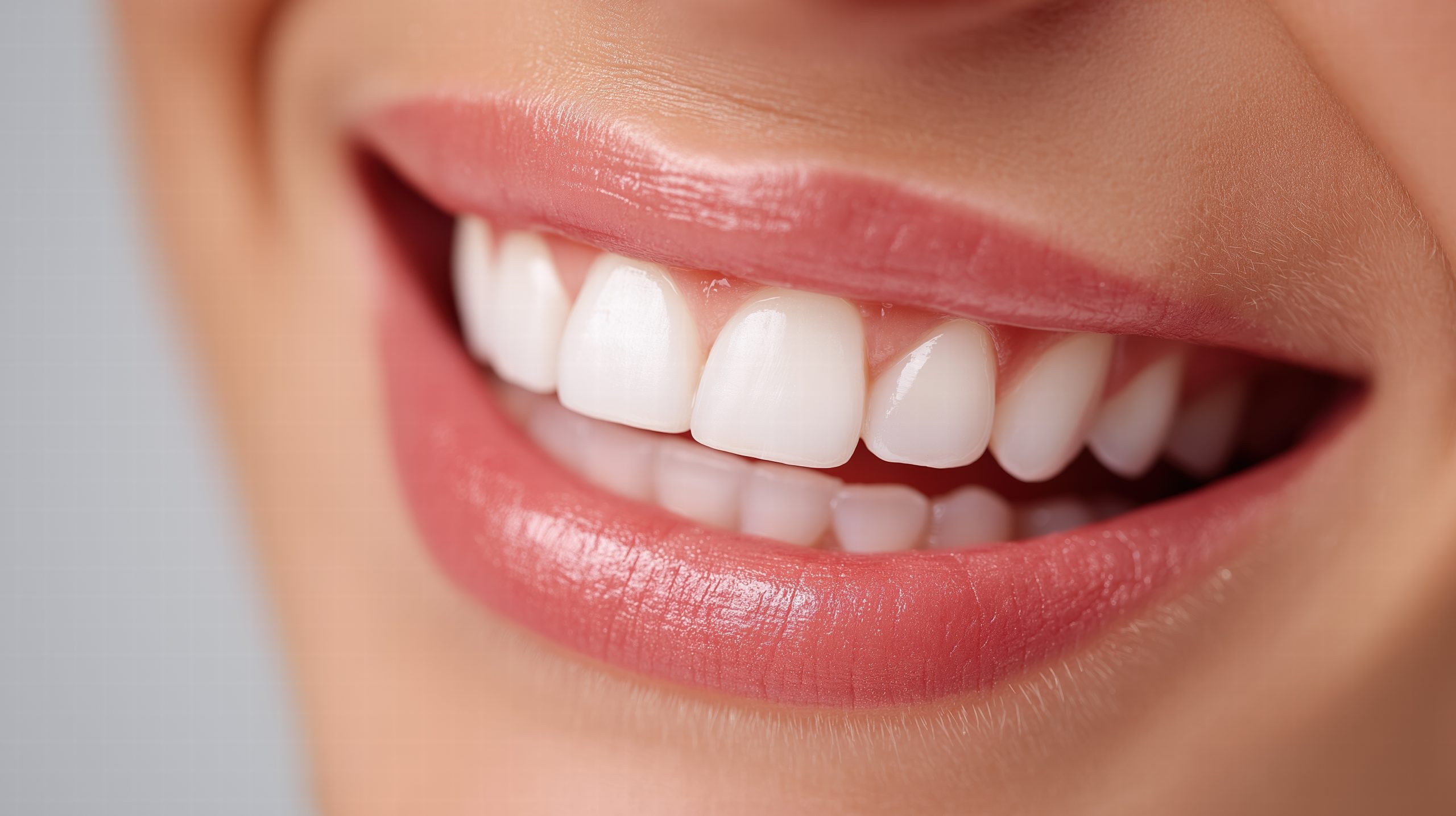 Radiant Smile Highlighting Perfectly Aligned White Teeth and Soft Pink Lips for an Inviting and Joyful Appearance